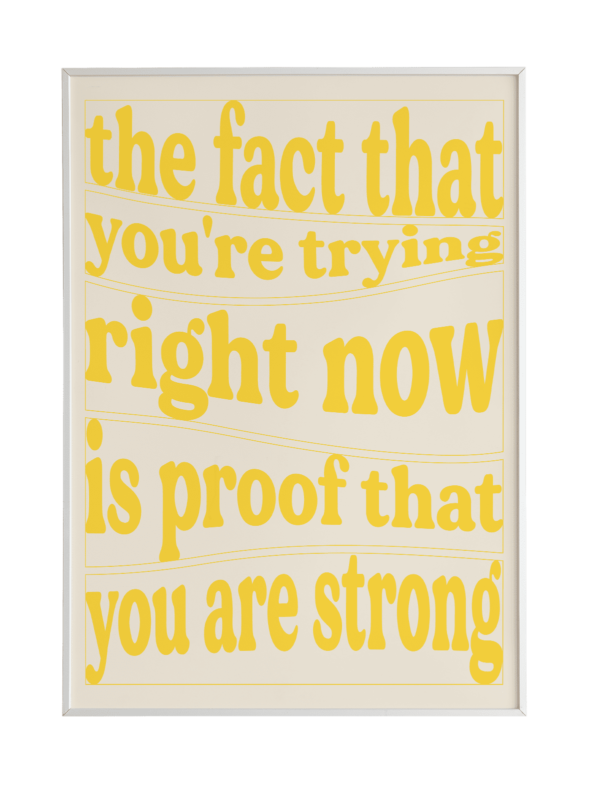 Daily news The fact that you are trying is a proof that you are strong - Affiche jaune